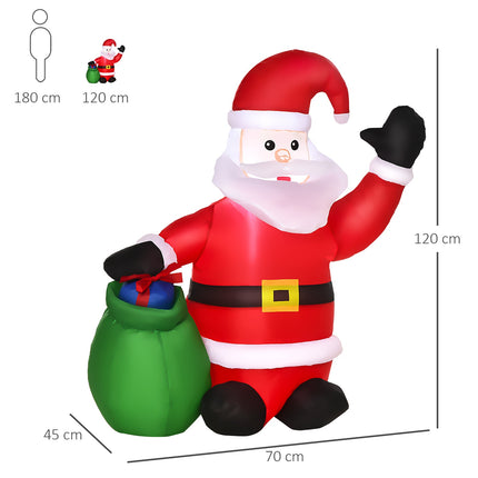 LED nafukovací Santa a sněhulák - 70x45x120 cm, teplá bílá
