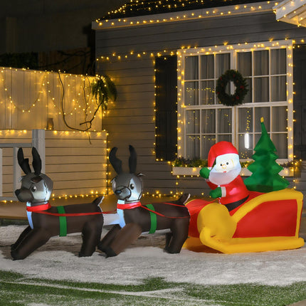 Nafukovací LED vánoční dekorace Santa se saněmi, IP44