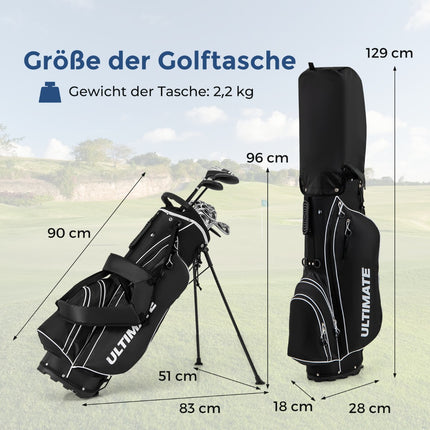 Kompletní pánská sada golfových holí pro leváky se stojanovým bagem