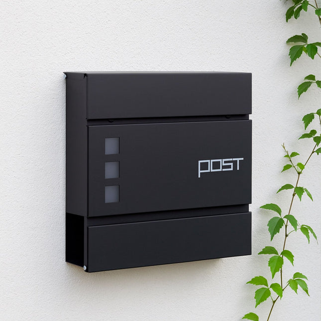 Poštovní schránka s tubusem na noviny – nástěnná, kovový design