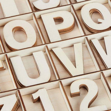 Letters and numbers in wood 144 parts