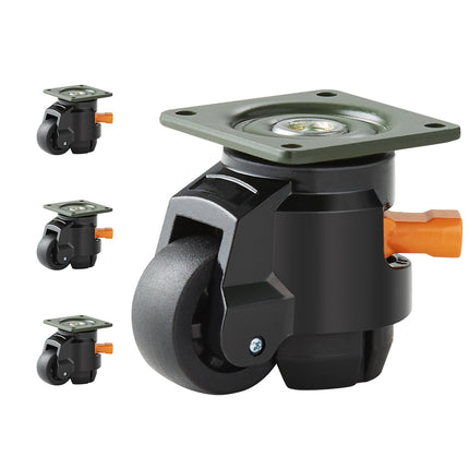 Leveling Casters Set of 4, 1100 lb, 2 in Swivel