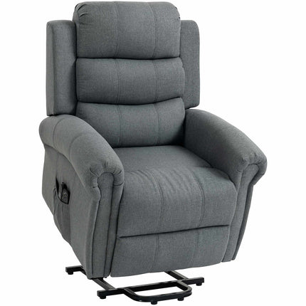 Polohovací relaxační křeslo s masáží, ohřevem, vzhled lnu, šedé