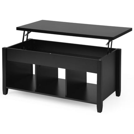 Konferenční stolek se zvedací deskou, skryté úložné boxy, černý