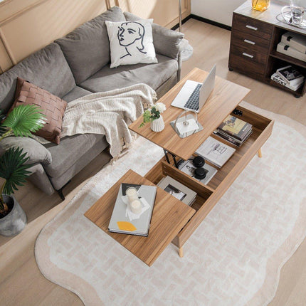 Lift-Top Coffee Table with Storage, 120x49x42 cm, Brown