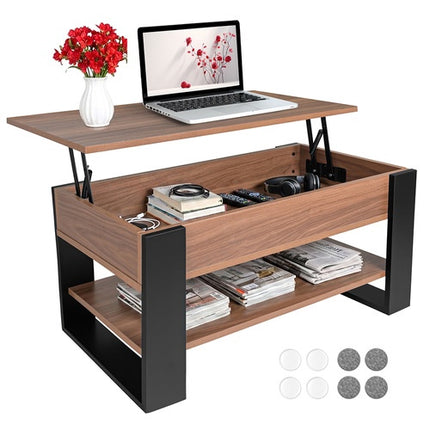 Konferenční stolek se zvedací deskou a úložným prostorem, dub a černá