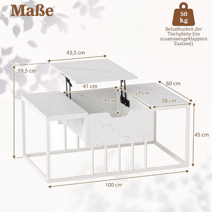Lift-Top Coffee Table with Storage, White – Engineered Wood