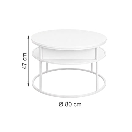 Lift-Top Coffee Table with Storage – White, MDF & Metal