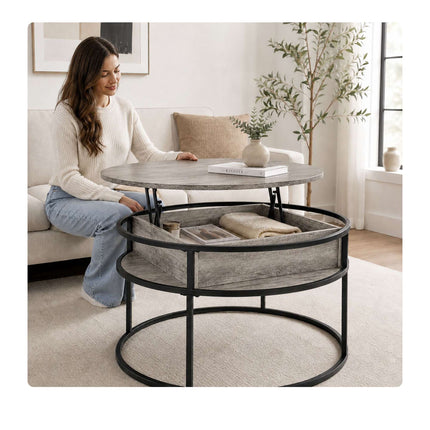 Lift-Top Coffee Table with Storage, Wood-Effect Finish