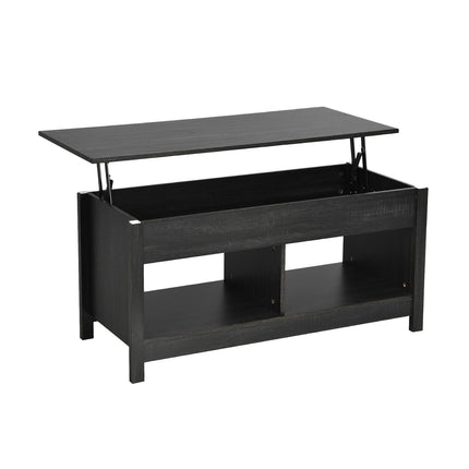 Konferenční stolek se zvedací deskou a úložným prostorem, 109 cm, černý