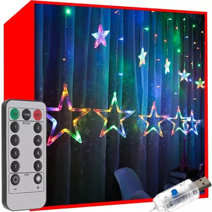 Světelný závěs 138 LED USB, vícebarevný, KŚ19748