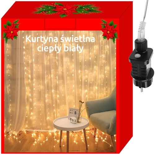 Světelný závěs 300 LED, teplá bílá, 31V KŚ11332