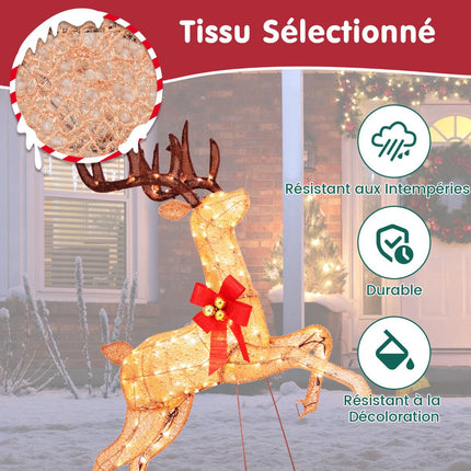 Svítící vánoční sob, sada 3 ks, 255 teplých světel