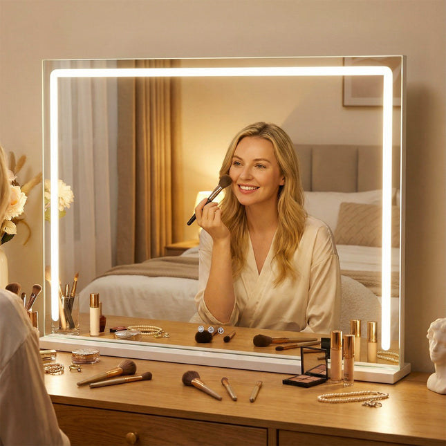 Lighted Makeup Mirror 80x60 cm, 3-Color Dimmable Touch