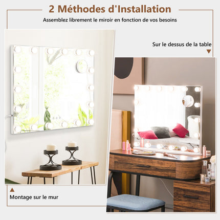 Beleuchteter Kosmetikspiegel, 18 LED, Touch, 3 Modi, 3-fach