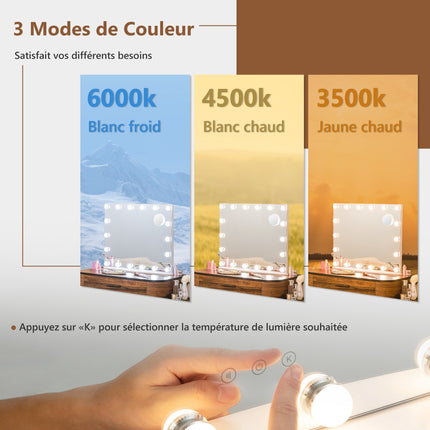 Beleuchteter Kosmetikspiegel, 18 LED, Touch, 3 Modi, 3-fach