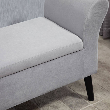 Sametová čalouněná lavice s úložným prostorem, moderní design, světle šedá