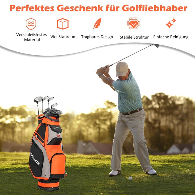 Lehký golfový bag se 14 přepážkami po celé délce, černo-červený