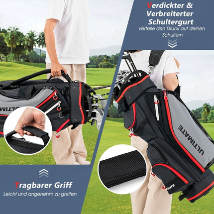 Lehký golfový bag se 14 přepážkami, černý