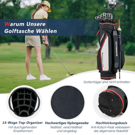 Lehký golfový bag se 14 přepážkami, černý