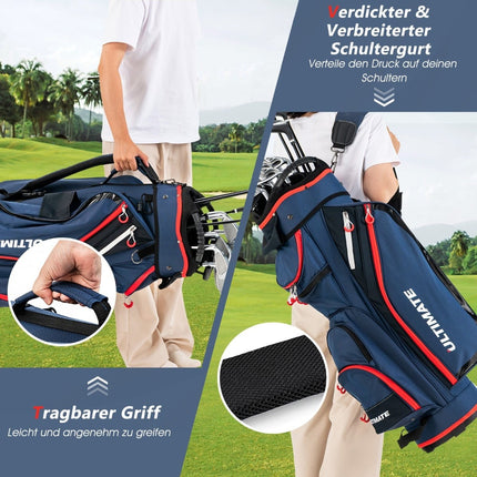 Lehký golfový bag se 14 přepážkami, tmavě modrý