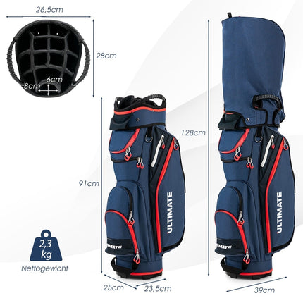 Lehký golfový bag se 14 přepážkami, tmavě modrý
