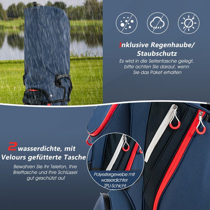 Lehký golfový bag se 14 přepážkami, tmavě modrý