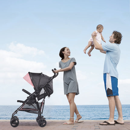 Lightweight Travel Stroller – Compact Fold, Recline, Large Basket
