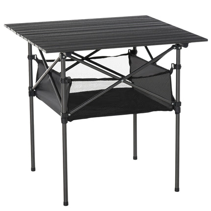 Lightweight black aluminum folding camping table 70x70x69cm