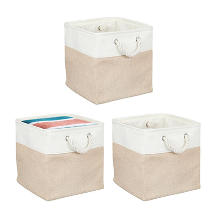 Linen Storage Baskets Set of 3 – Two-Tone Design
