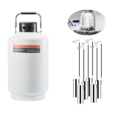 Liquid Nitrogen Tank 10L, Aluminum Dewar, 6 Canisters
