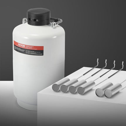 Liquid Nitrogen Tank 10L, Aluminum Dewar, 6 Canisters