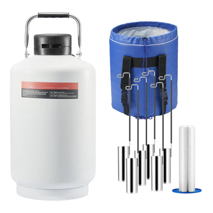 Liquid Nitrogen Tank 10L, Aluminum Dewar, 6 Canisters