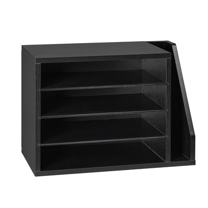 Literature Organizer, 4 Compartments, Side File Holder, Black