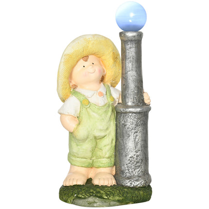 Zahradní dekorace lucerna s chlapcem, solární LED světlo, 56 cm