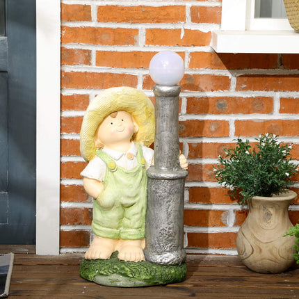 Zahradní dekorace lucerna s chlapcem, solární LED světlo, 56 cm