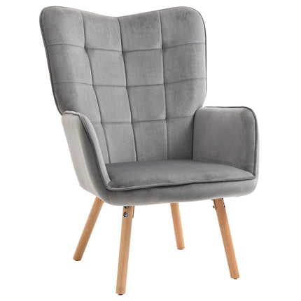 Jídelní židle v šedém sametu s područkami - bukové dřevo