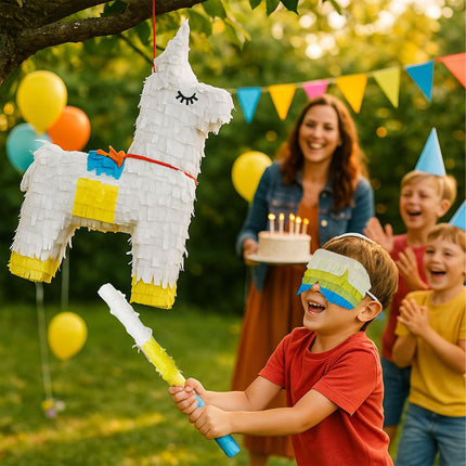 Piňata lama, sada s tyčí a maskou