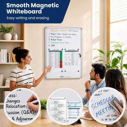 Lockable Display Case, Magnetic Whiteboard, 84x54 cm, Silver