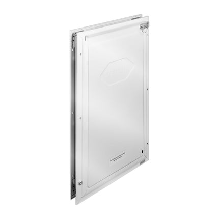 Lockable Pet Door, 8.27 x 11.93 in Aluminum Frame, Magnetic Flap, White