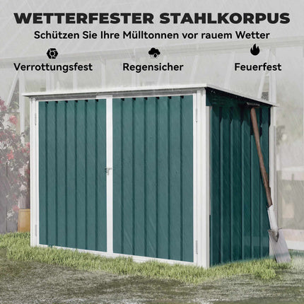 Lockable Steel Bin Storage for 2 Bins with Double Doors