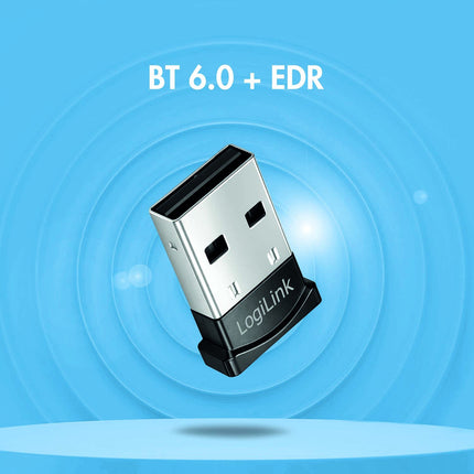 LogiLink Bluetooth 6.0 USB Adapter with 20 m Range, Up To 3 Mbps, Driver-Free