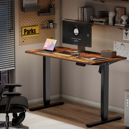 LogiLink Electric Height-Adjustable Desk 1200 x 600 mm, Black/Brown, 70 kg Load