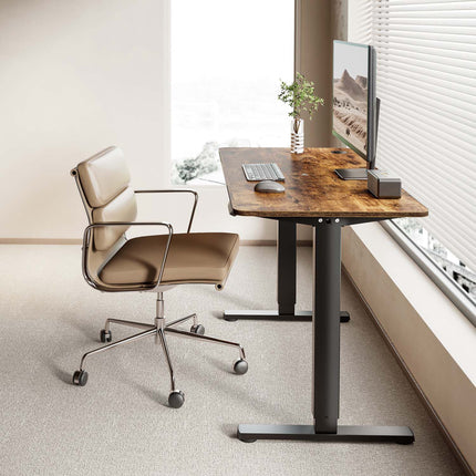 LogiLink Electric Height-Adjustable Desk 1200 x 600 mm, Black/Brown, 70 kg Load
