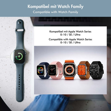 LogiLink Magnetic Wireless Charger for Apple Watch, USB-C, Braided Cable, White