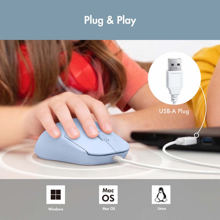 LogiLink Optical Kids USB Mouse with 1200–2400 DPI, Blue, USB-A, 150 cm Cable