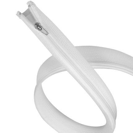 LogiLink Wide Braided Zip Cable Sleeve 50 mm x 2 m, White, 360° Protection