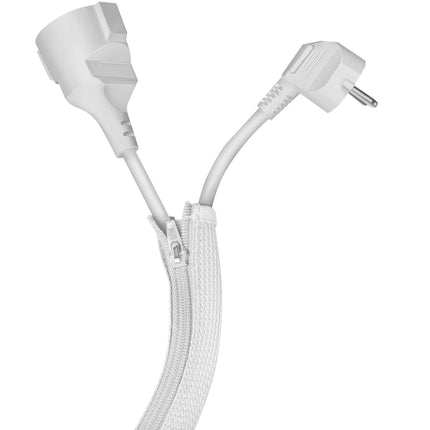 LogiLink Zip Cable Sleeve 50 mm x 5 m for Large Bundles, White, Braided