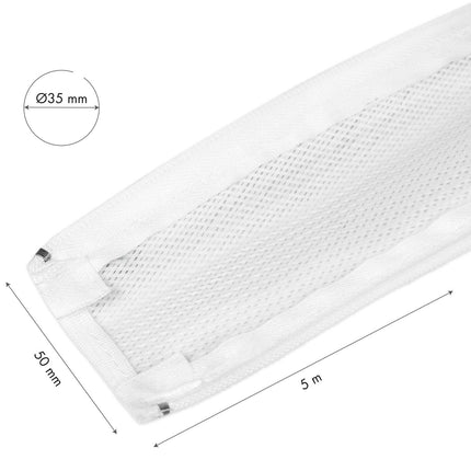 LogiLink Zip Cable Sleeve 50 mm x 5 m for Large Bundles, White, Braided
