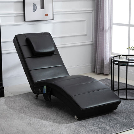 Masážní relaxační křeslo, vysoká opěrka, umělá kůže, černá